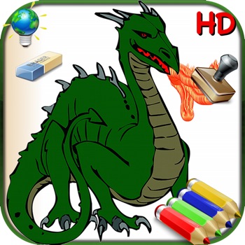 Kleurboek voor jongens voor iPad met kleurpotloden - 36 kleurplaten met draken, piraten, auto's, en nog veel meer - HD