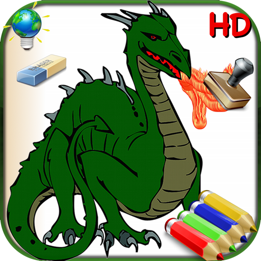 Coloring Book for Boys for iPad with colored pencils - 36 drawings to color with dragons, pirates, cars, and more - HD