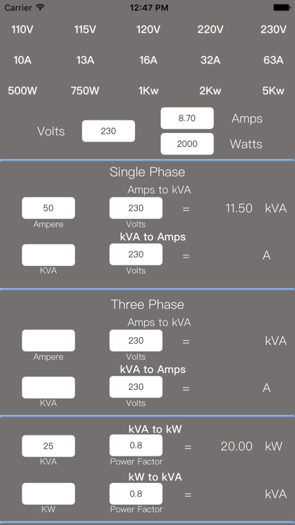 Electrical Formulas
