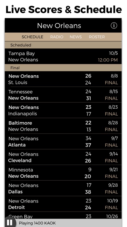 New Orleans Football Radio & Live Scores