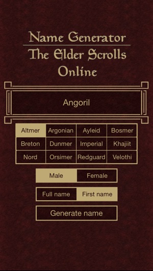 Name Generator for The Elder Scrolls Online on the App Store
