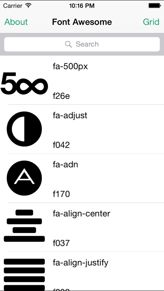 Font Awesome Cheat Sheet - 1.1 - (iOS)