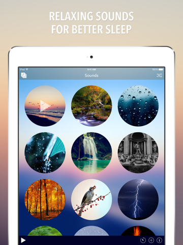 Relax Sounds - Relaxing Nature & Ambient Melodies - Help for Better Sleep, Baby Calming, White Noise, Meditation & Yoga iPad screenshot 1 - Health & Fitness app