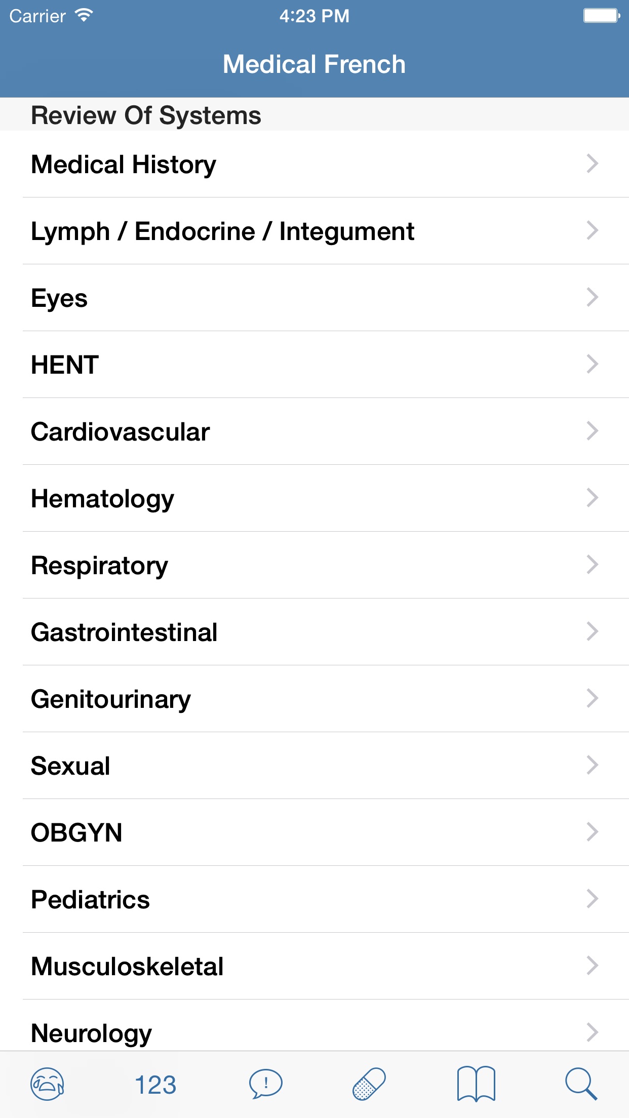 Screenshot 1 of Medical French: Healthcare Phrasebook