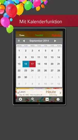 Screenshot von Geburtstagskalender Mit Benachrichtigungen & Erinnerungen - Keinen Geburtstag Mehr Vergessen! auf dem iPhone 5