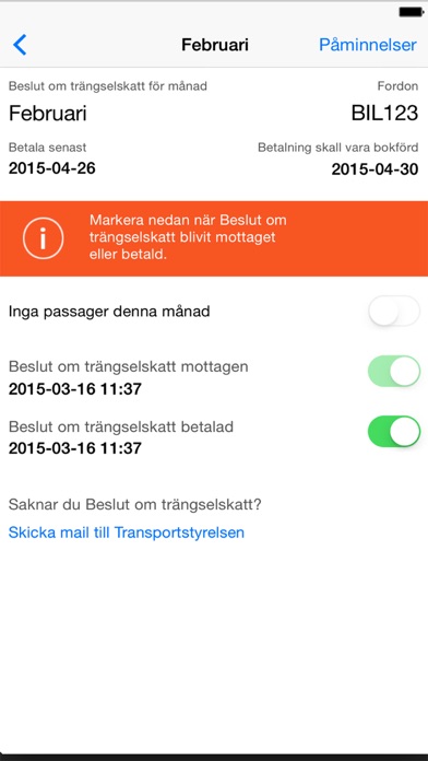 Screenshot #2 pour Trängselskatt Automatisk påminnelse