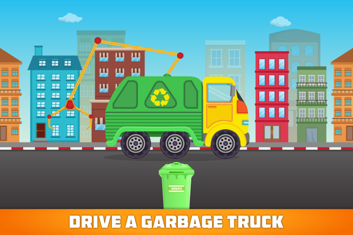 Colors Garbage Truck Free - an alphabet fun game for preschool kids learning colors and love Trucks and Things That Go