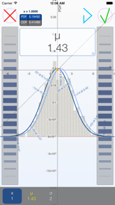 Bell Curves - graphing calculator for the normal distribution function screenshot