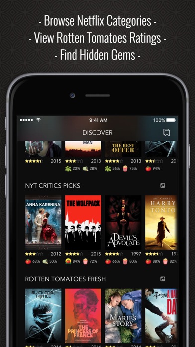 Discover Premium : for Netflix Unlimited with Rotten Tomatoes Ratings and Queue Pro Screenshot