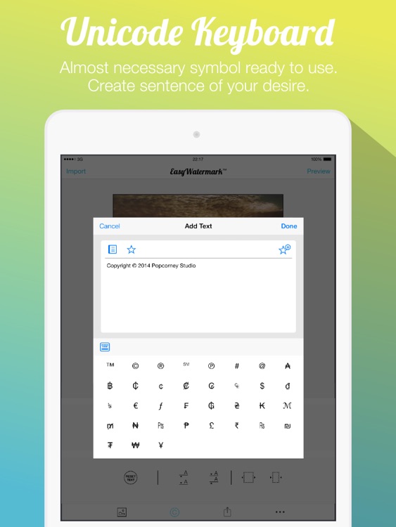 Easy Watermark for Photo Free - Insert text watermark on photos iPad Edition