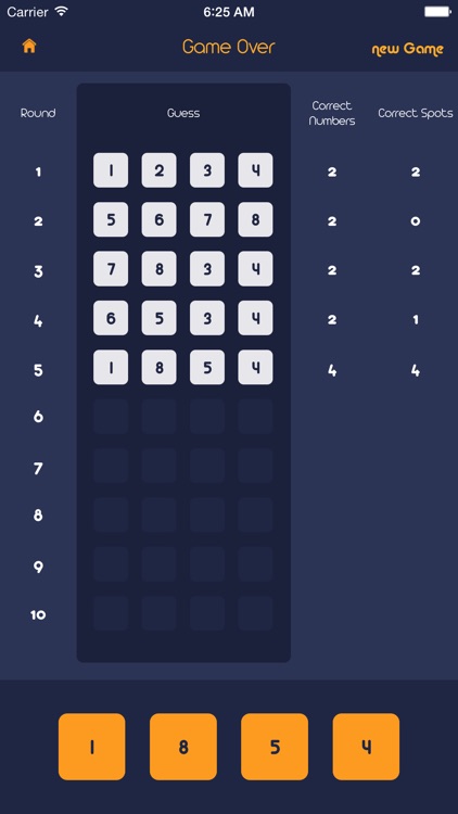 4 Digits - Number Guessing Game