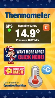 digital thermometer - current temperature in celcius or fahrenheit, humidity, and atmospheric pressure pyrometer iphone screenshot 1