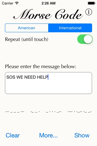 Morse Code for iPhone and iPad screenshot 2