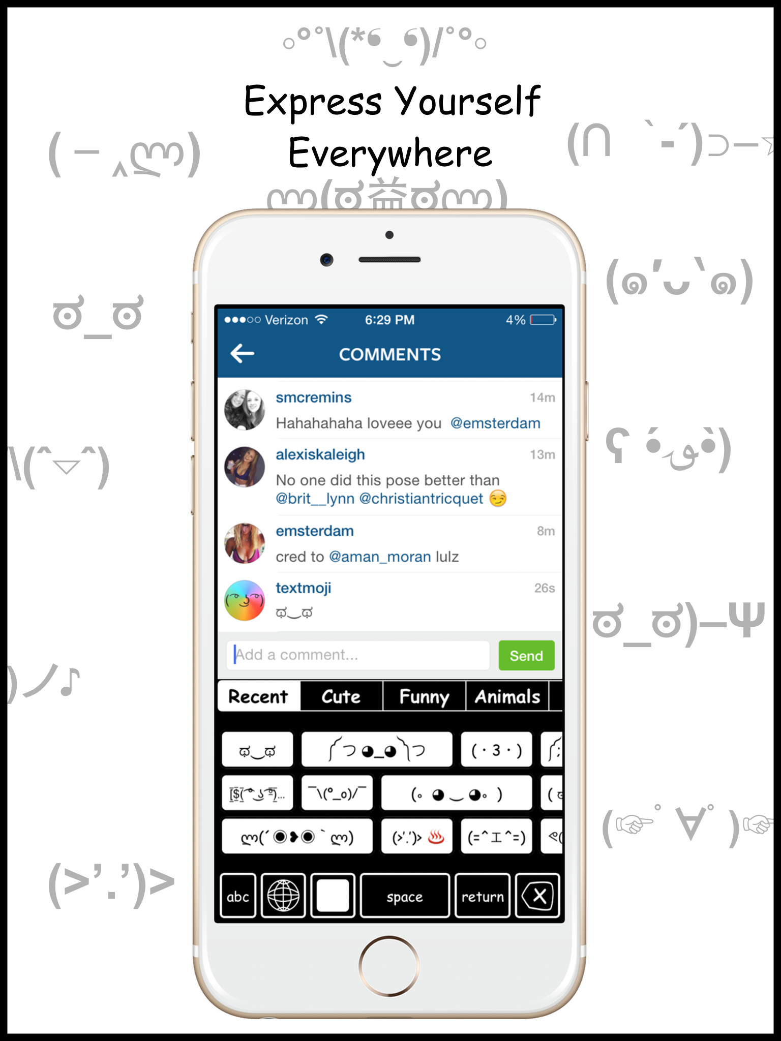 Textmoji ⊂(◕‿◕⊂)