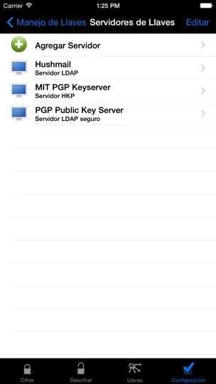 Captura de pantalla de SecuMail en iPhone 4