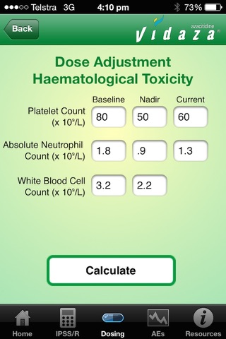 Vidaza Calculator NZ screenshot 2