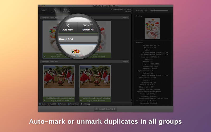 Screenshot #2 pour Duplicate Cleaner For iPhoto