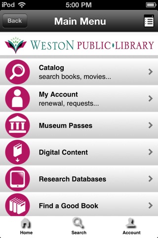 Weston Public Library screenshot 2