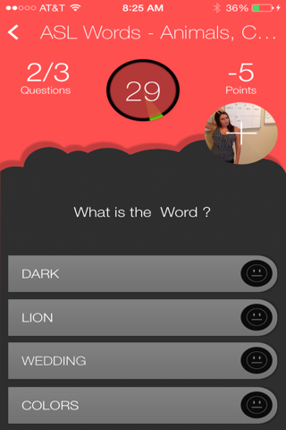 ASLAmericanSignLanguageQuizWords screenshot 2