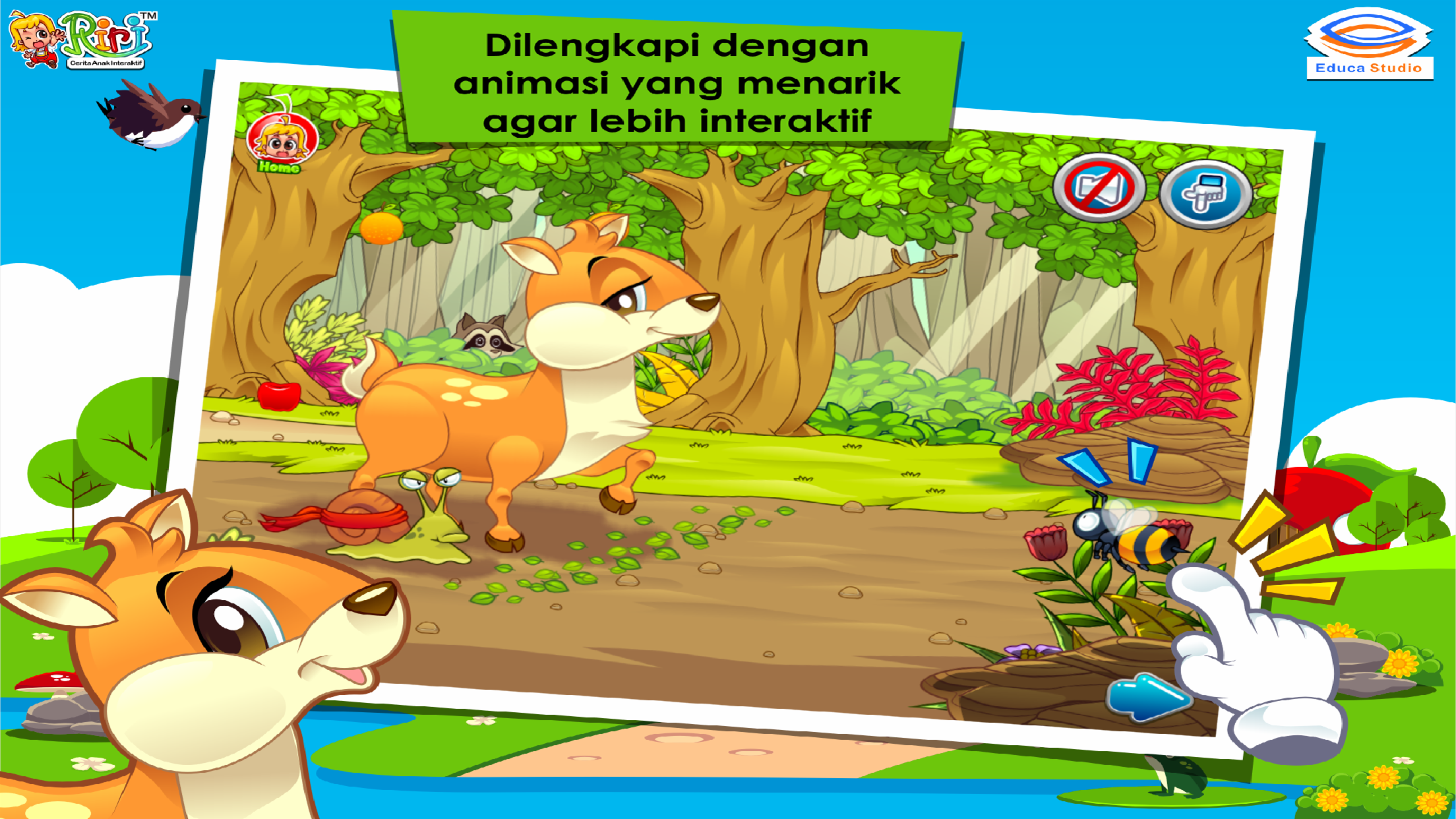 Kancil dan Siput Adu Pintar - Buku Cerita Anak Interaktif
