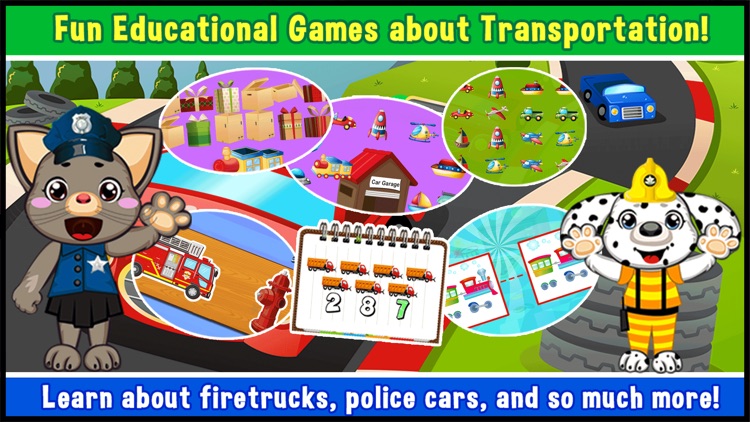 Kids Vehicle Educational Puzzle Games for Preschool - toddler learning about animal fire truck, train, car and much more!