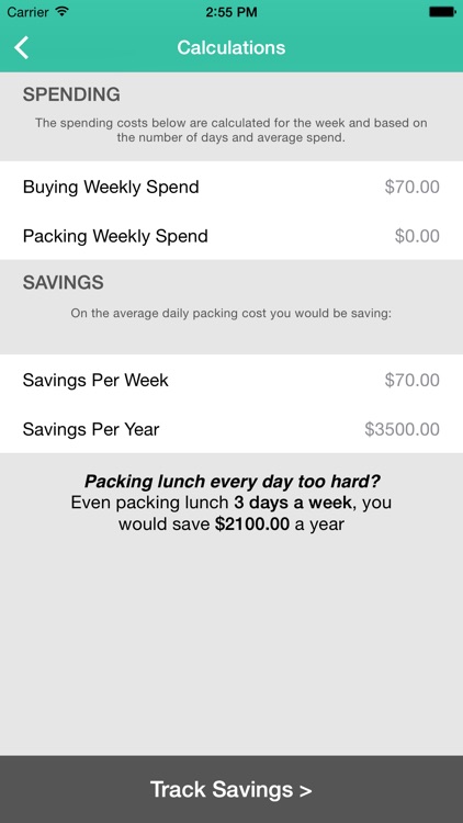 Lunch Saver - Savings Goals