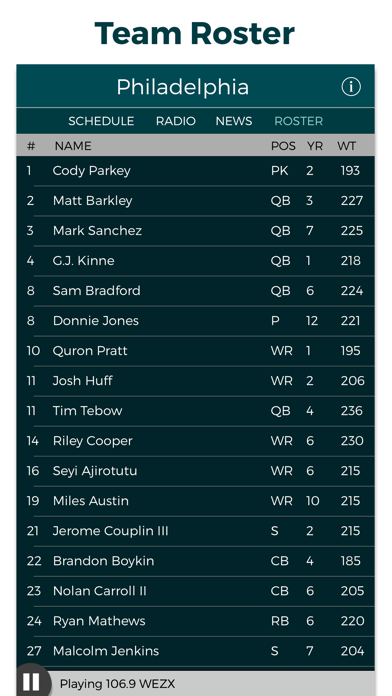 Philadelphia Football Radio & Live Scores Screenshot