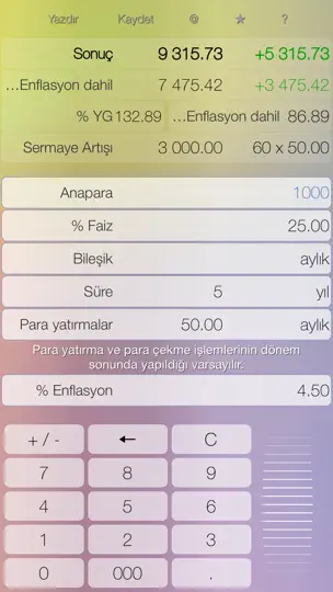 Deposit - Bileşik Faiz Hesaplama Aracı iPhone Ekran Görüntüsü 1