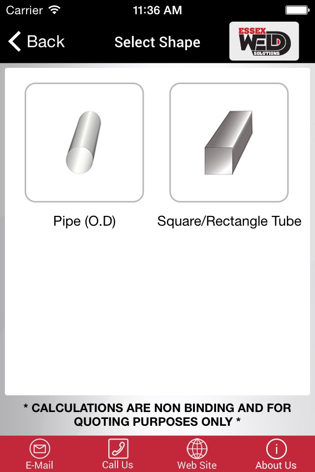 Essex Weld Solutions Laser Calculator screenshot 2