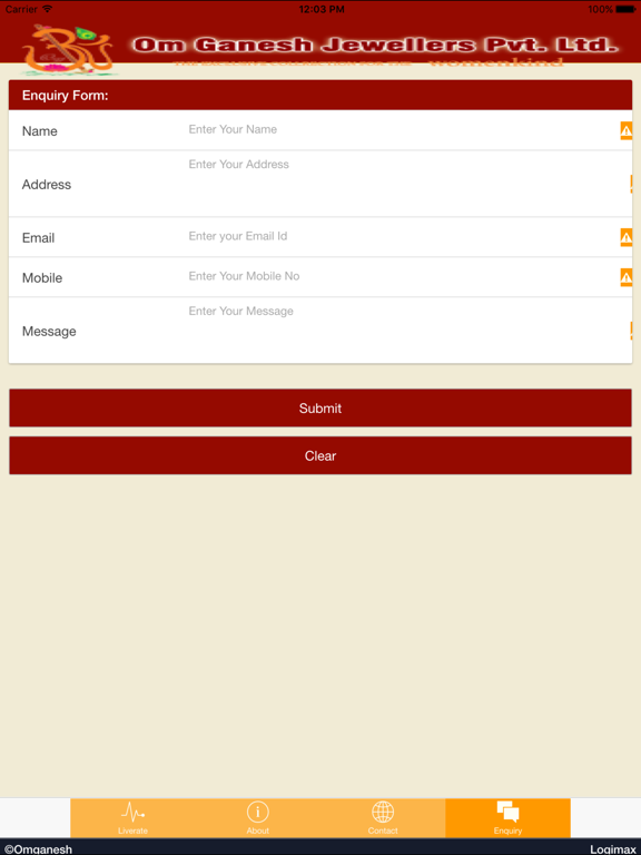 Omganesh Jewellers iPad screenshot