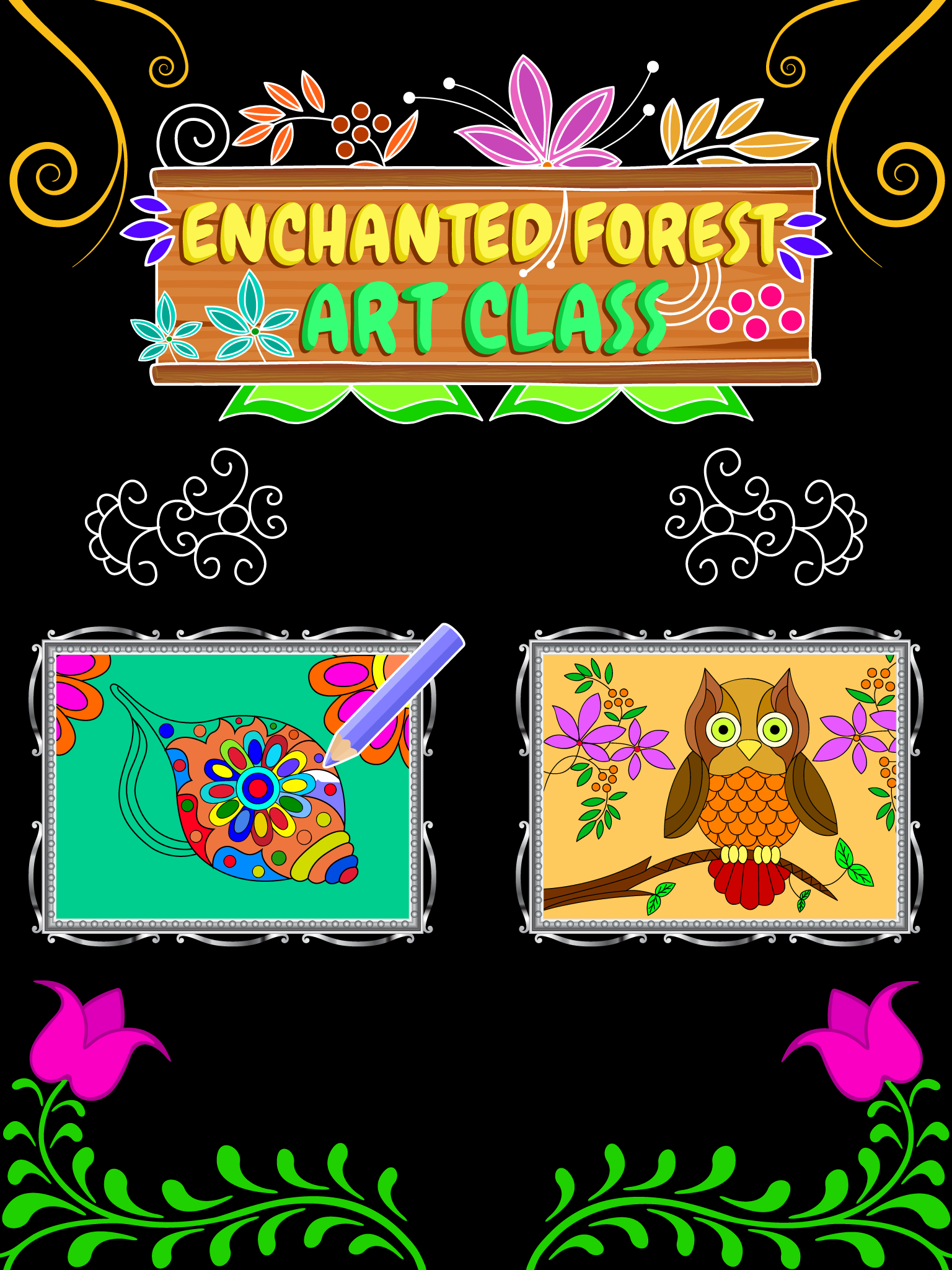 Enchanted Forest Art Class- Coloring Book for Adults