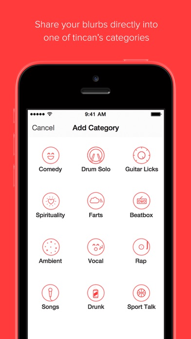tincan - share sound blurbs iPhone screenshot 3 - Social Networking app