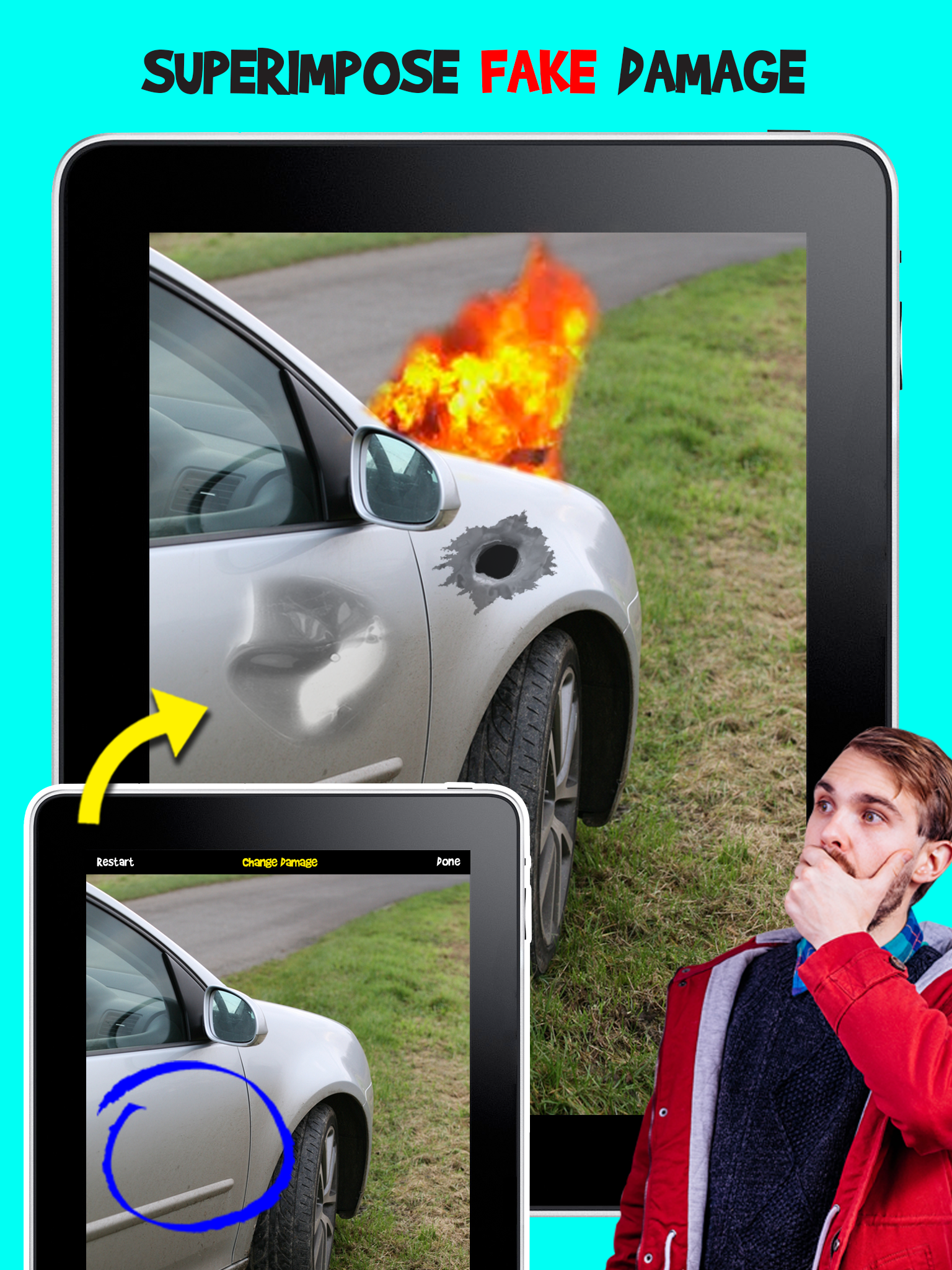 Damage Cam - Fake Prank Photo Editor Booth