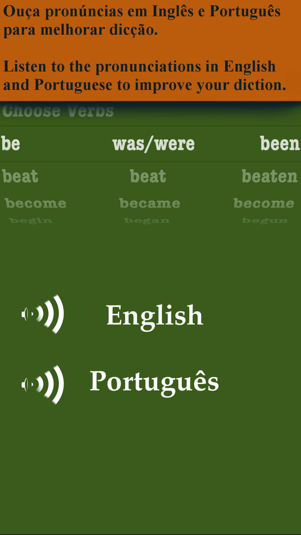 iRRegular Verbs - Português Inglês - English Portuguese Free