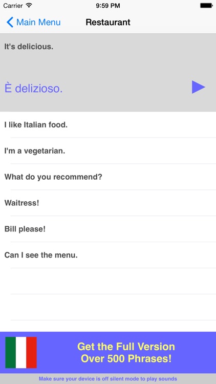 Speak Italian Travel Phrasebook Lite