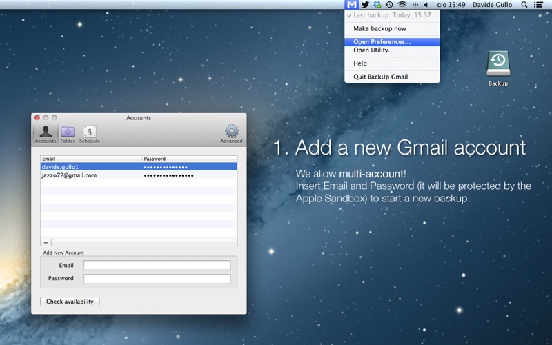 BackUp Gmail Screenshot