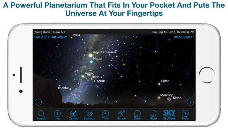 SkySafari 4 Plus: Map the Universe! Discover Sun, Moon, Mars, Stars, Planets, and Satellites with your telescope and NASA space missions! screenshot-0