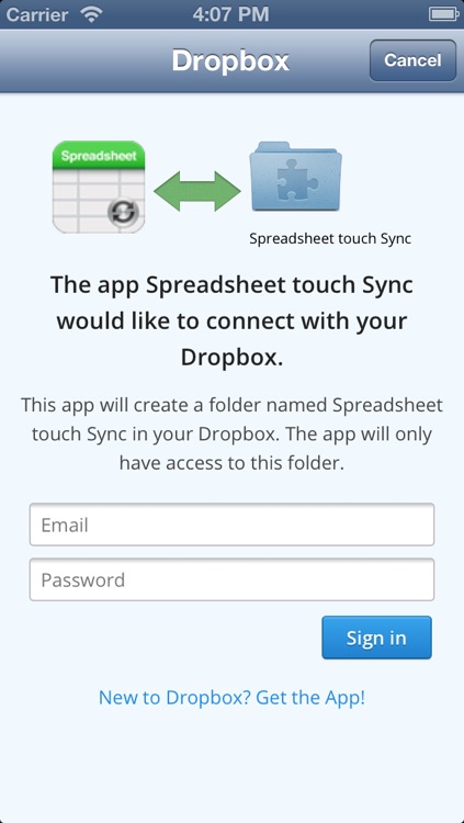 Spreadsheet touch Sync: Simple spreadsheets - compatible with Dropbox
