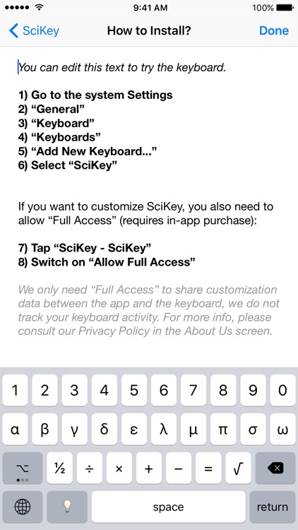 SciKey - Scientific Keyboard