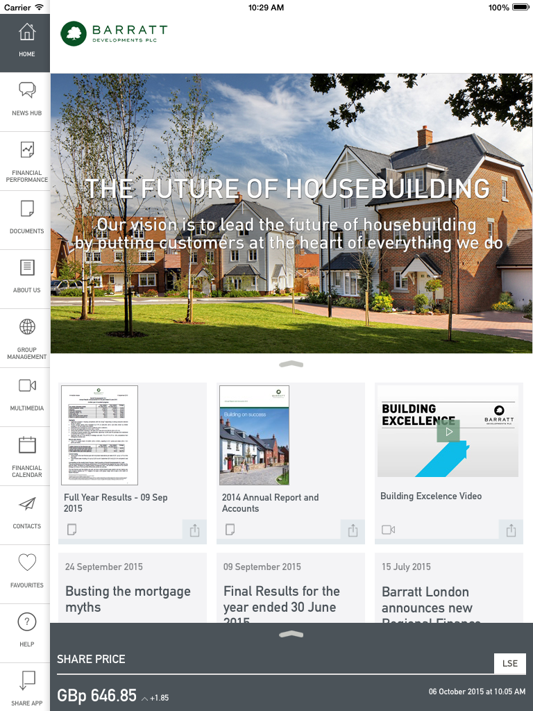 Barratt Developments Investor Relations