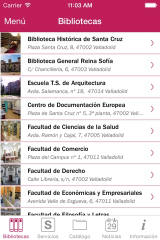 Biblio UVa: Biblioteca en el móvil de la Universidad de Valladolid screenshot 2