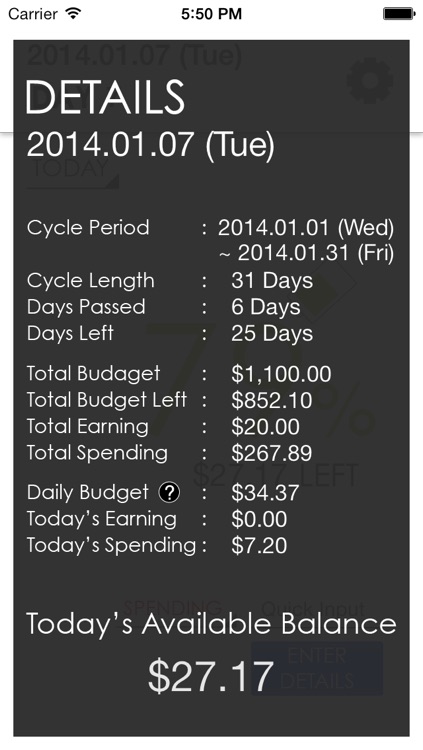 Budget Today - Know your daily balance