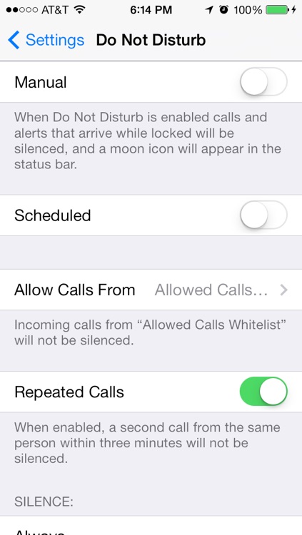 Do Not Disturb Allowed Callers and Calls App