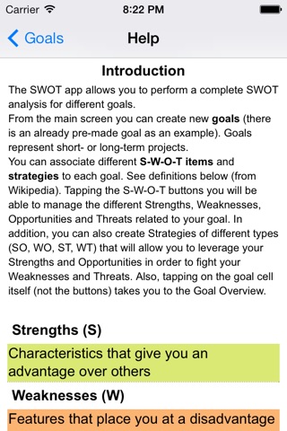 SWOT Analysis screenshot 2