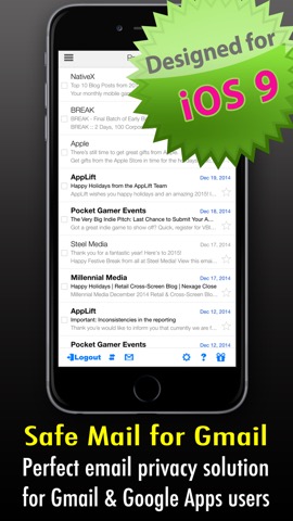 Safe Mail for Gmail : secure and easy email mobile app with Touch ID to access multiple Gmail and Google Apps inbox accountsのおすすめ画像1