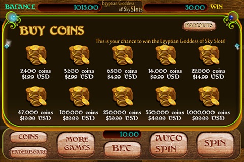 Egyptian Goddess of Sky Slots Free - Arcade Casino Presents a Vegas Style Slot Machine Game For Your Entertainment! screenshot 4