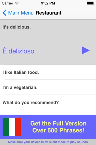 Speak Italian Phrasebook Lite screenshot 2