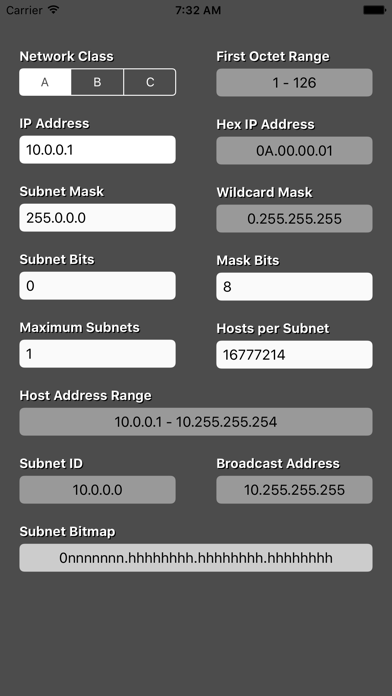 Screenshot #1 pour IPv4 Class Subnet Calculator
