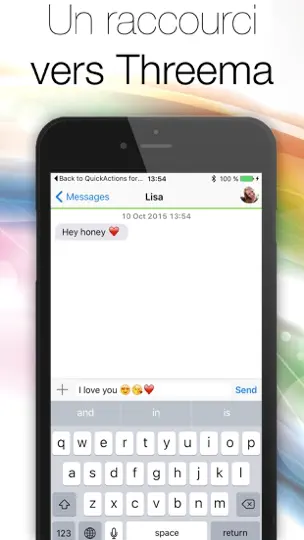 Capture d'écran de Quick Actions Pour Threema - Un Raccourci Vers Threema Directement Depuis Votre Homescreen ! sur iPhone 2