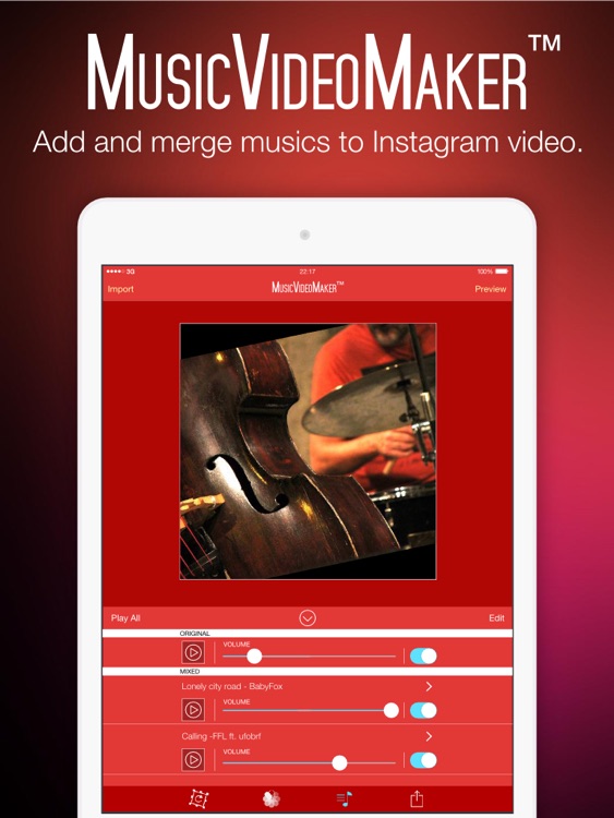 Music Video Maker Free - Add and Merge Background Musics to Videos Special for Instagram and iPad